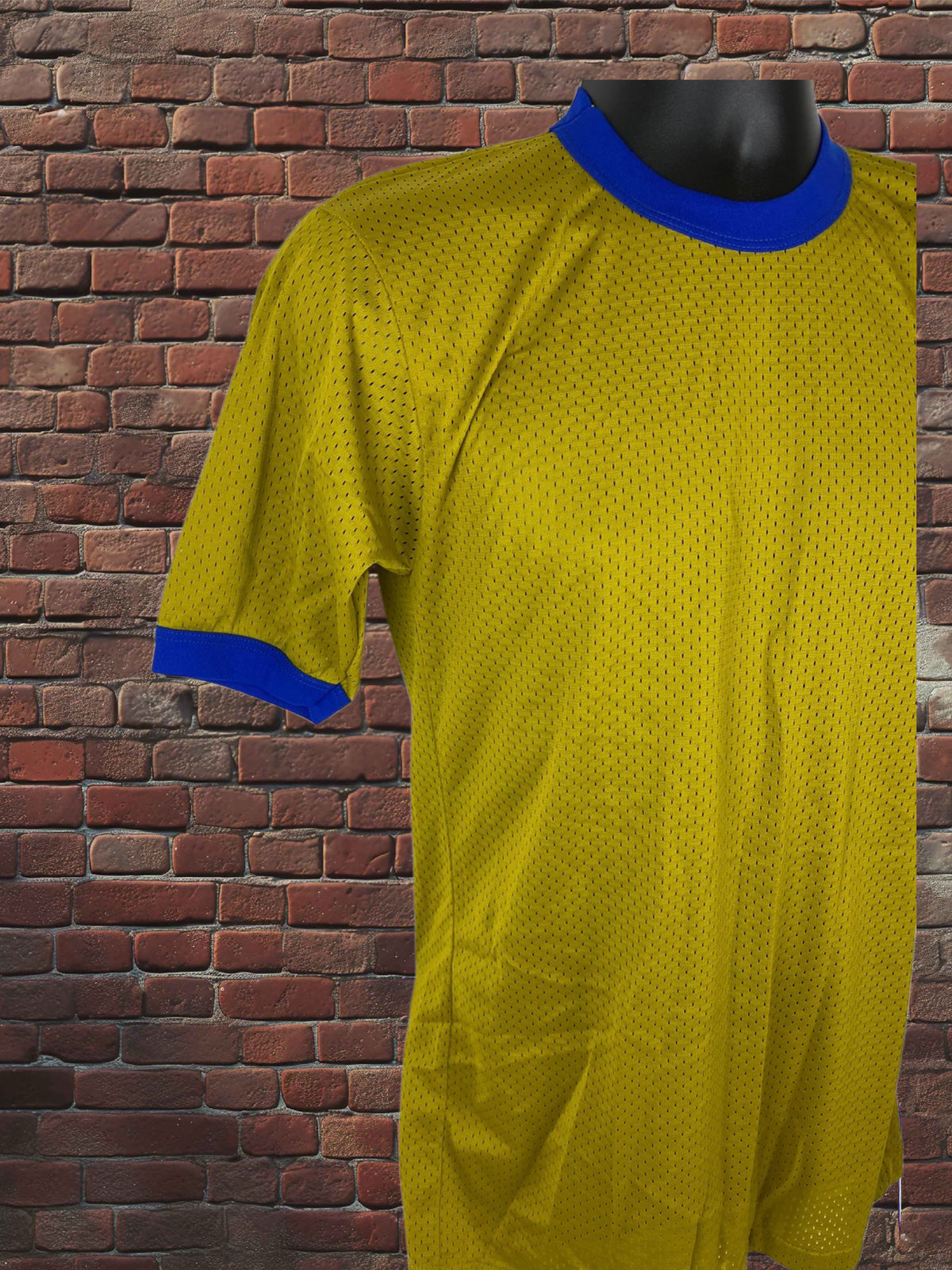 Vintage Russell Athletic 1970s Gold Tag Nylon Mesh Jersey | Old Gold Royal Blue Deadstock | Made in USA