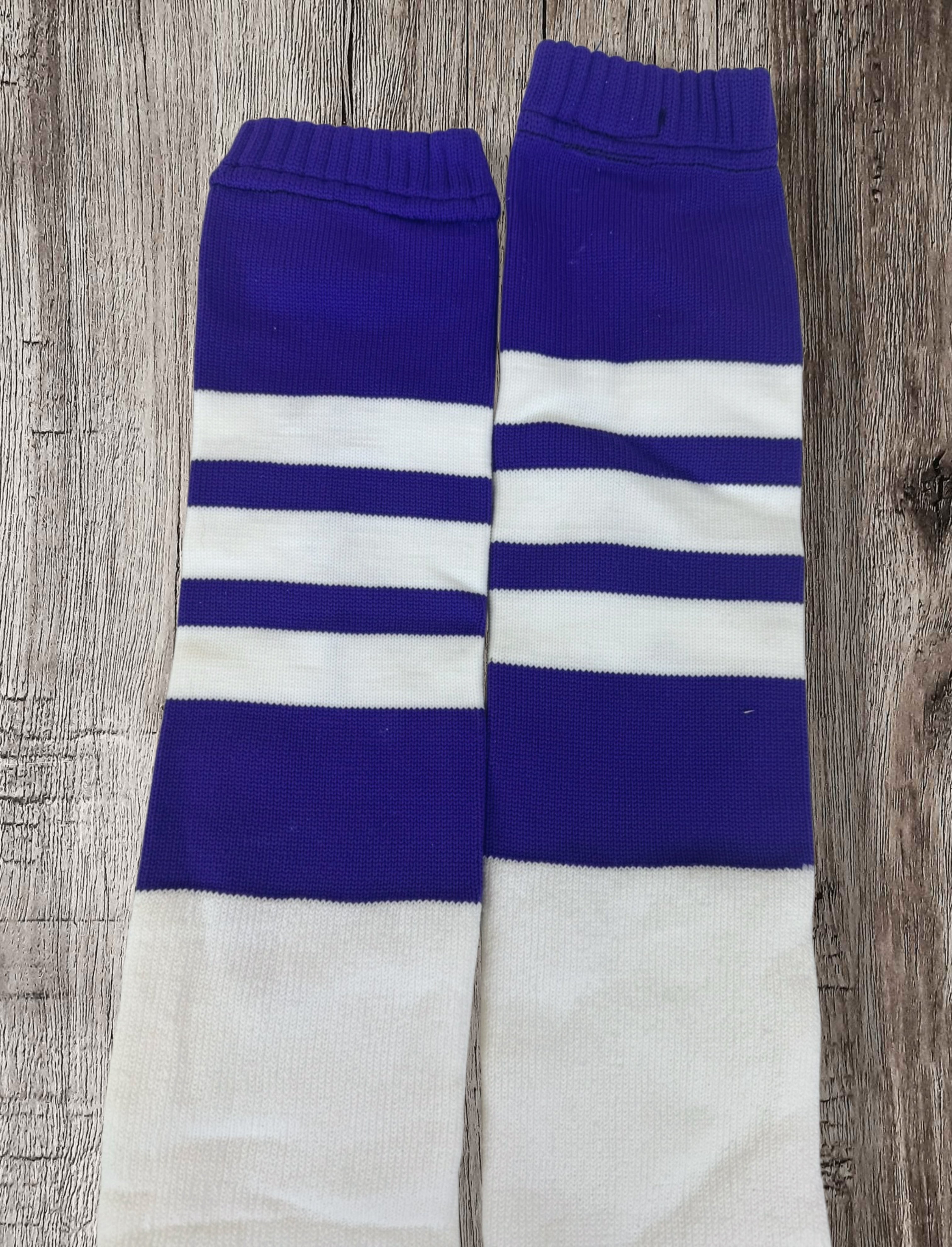 Vintage Twin City's Tube Socks Deadstock Knee High White-Purple Striped Made in USA