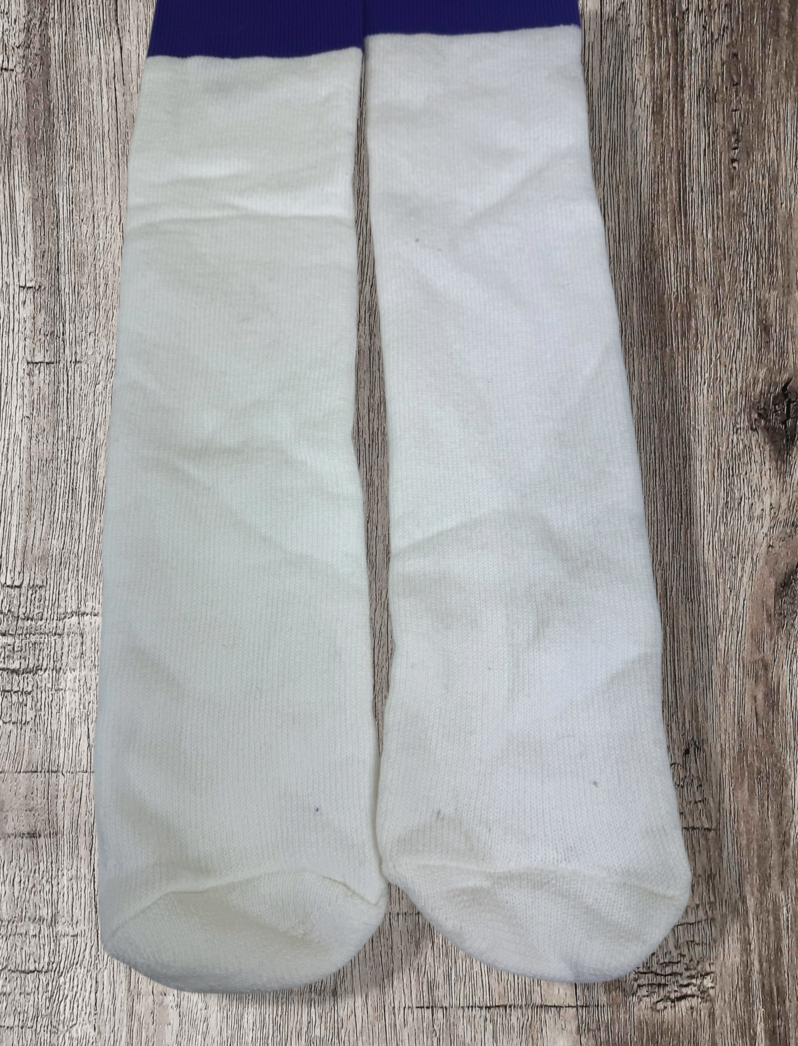 Vintage Twin City's Tube Socks Deadstock Knee High White-Purple Striped Made in USA