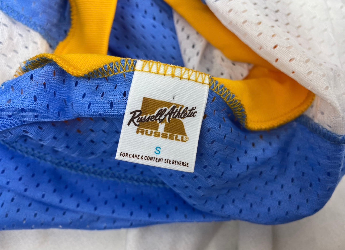 Vintage Russell Athletic Nylon Mesh Jersey Columbia Blue-Gold White Deadstock