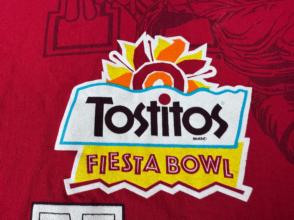 Drop Zero-Huskers Vintage Fan Gear Set — Fiesta Bowl Shirt (L), Red Gym Shorts (XL), Snapback Hat & Socks