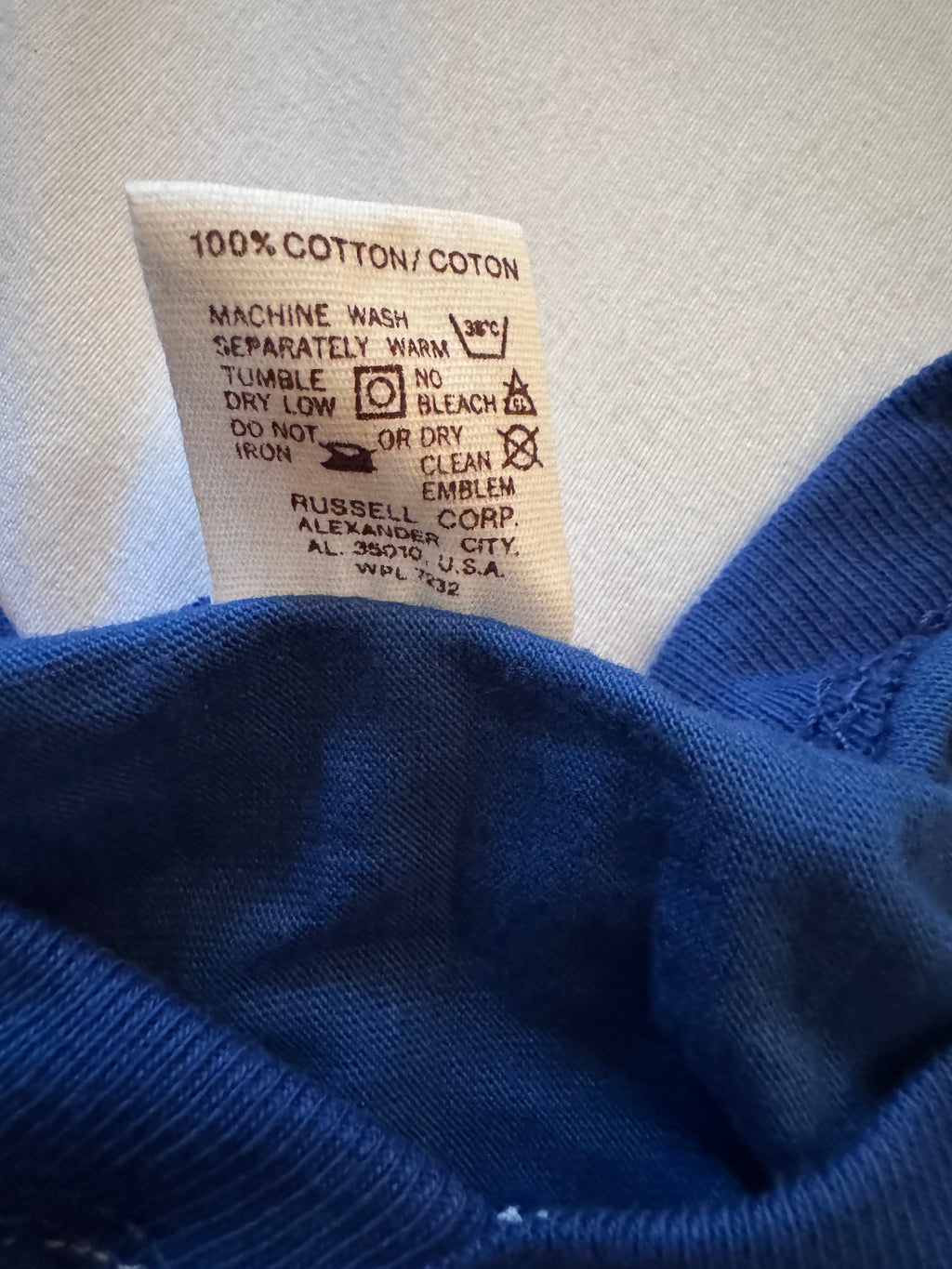 Vintage Russell Athletic Small Gold-Tag Streetwear T‑Shirt Deadstock NWOT Royal Blue-White