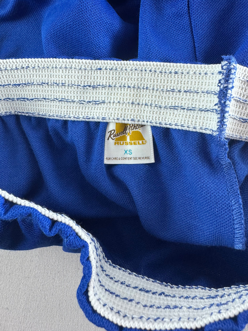 Vintage Russell Athletic XS Gym Shorts Royal Blue/Gold Deadstock NWOT Gold Tag 70s