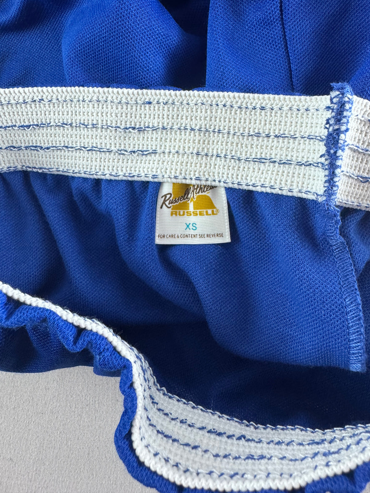 Vintage Russell Athletic XS Gym Shorts Royal Blue/Gold Deadstock NWOT Gold Tag 70s