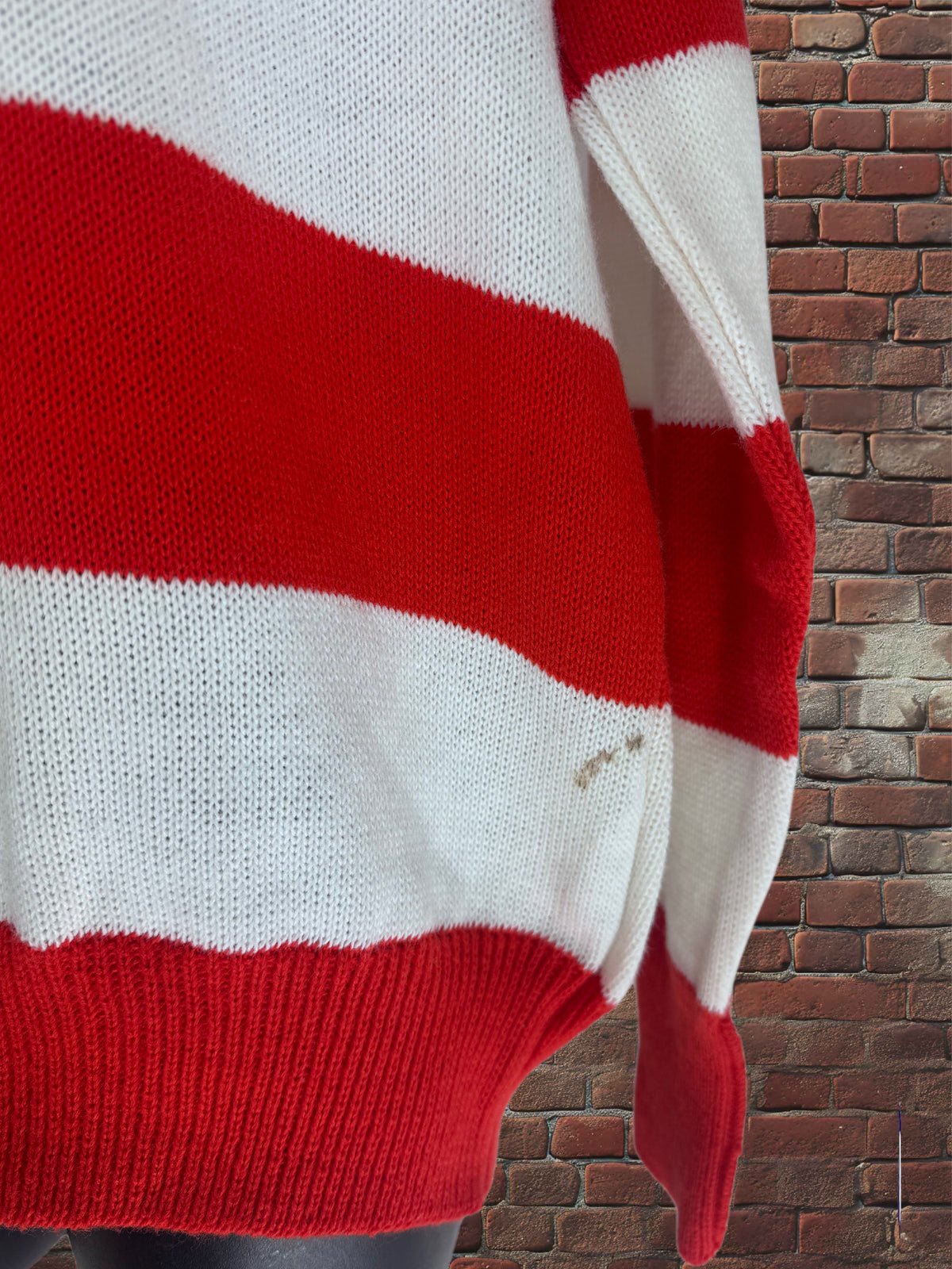 Vintage Dehen Red & White Striped Cheer Sweater – Large