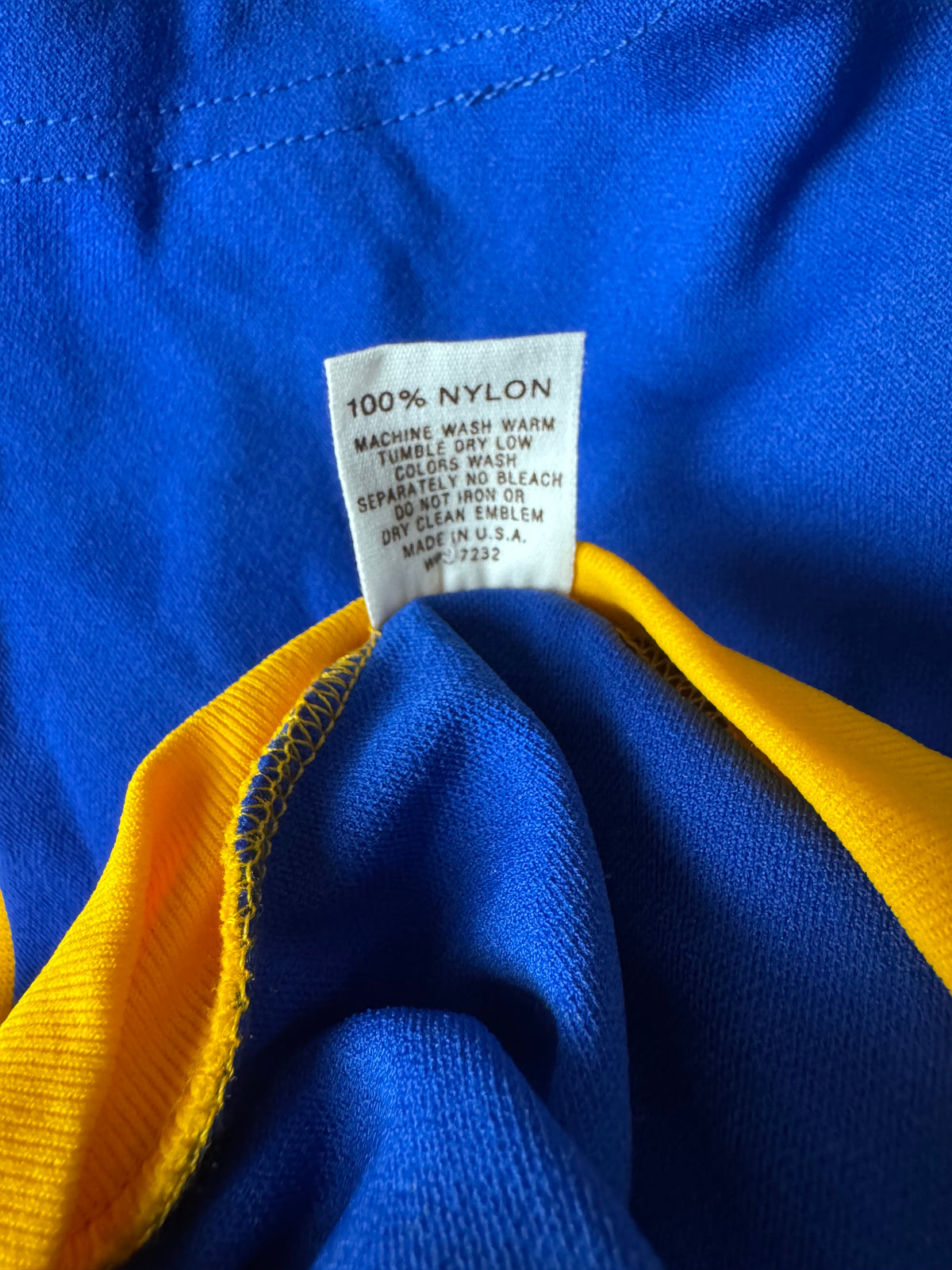 Vintage Russell Athletic 1970s Gold-Tag Nylon Jersey Royal Blue Gold White Deadstock