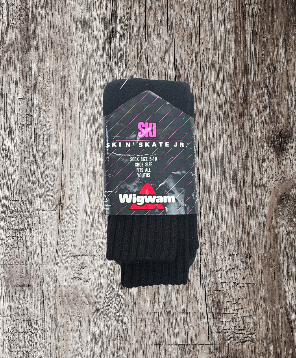 Vintage Wigwam Ski N' Skate Jr. Youth Tube Socks Deadstock Made in USA Black