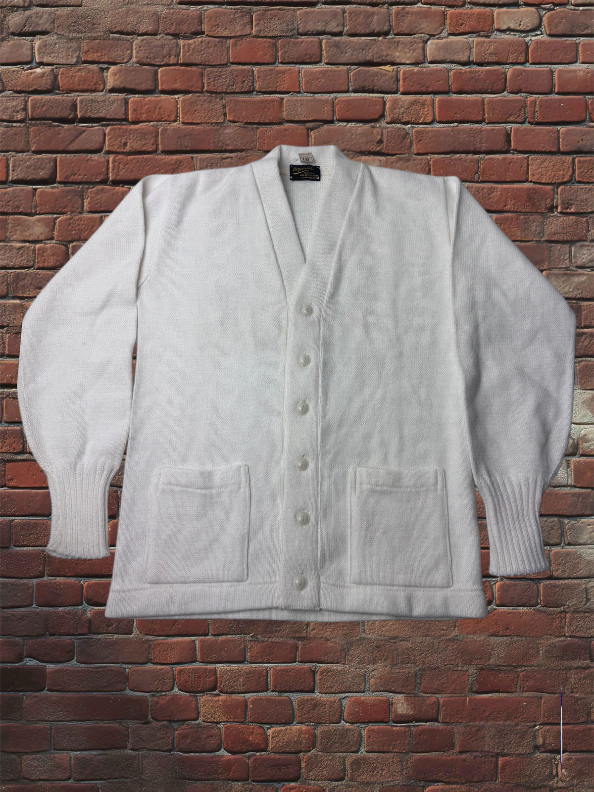 Vintage Imperial Orlon White Cheer Cardigan – Size 18