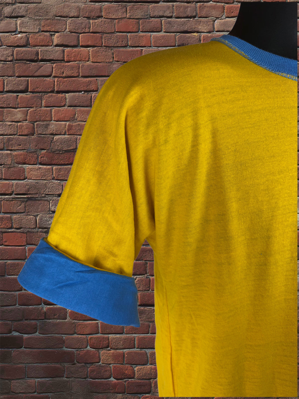 Vintage Russell Athletic Large Gold-Tag Reversible T-Shirt Deadstock Columbia Blue/Gold 70s