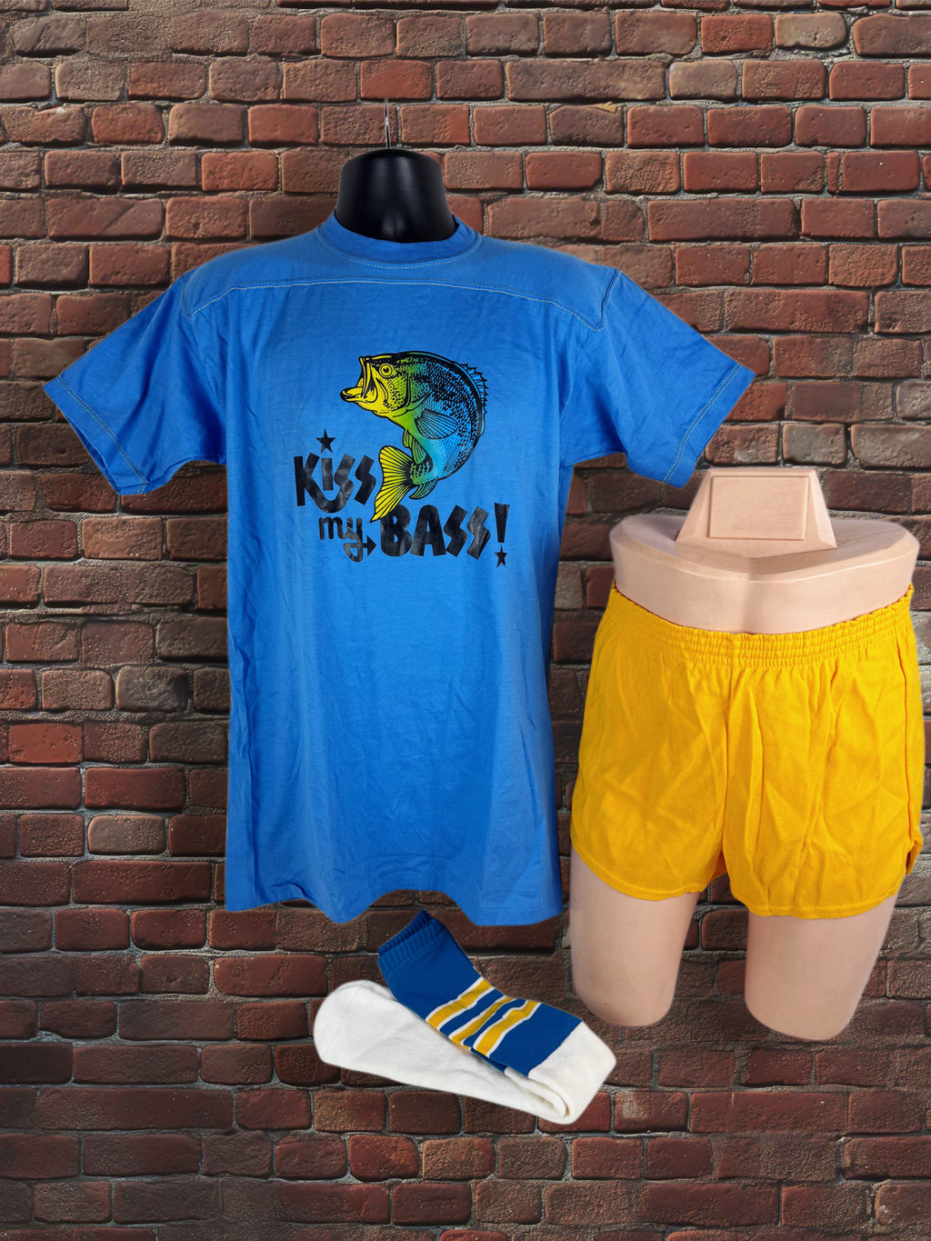 Drop Zero — Outfit 4 (Large) — Russell Hybrid Tee + Dodger Gym Shorts + Tube Socks Blue Gold