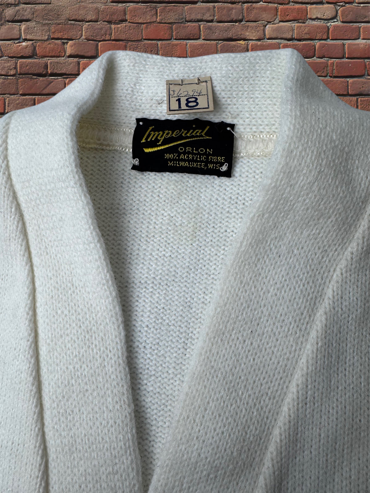 Vintage Imperial Orlon White Cheer Cardigan – Size 18