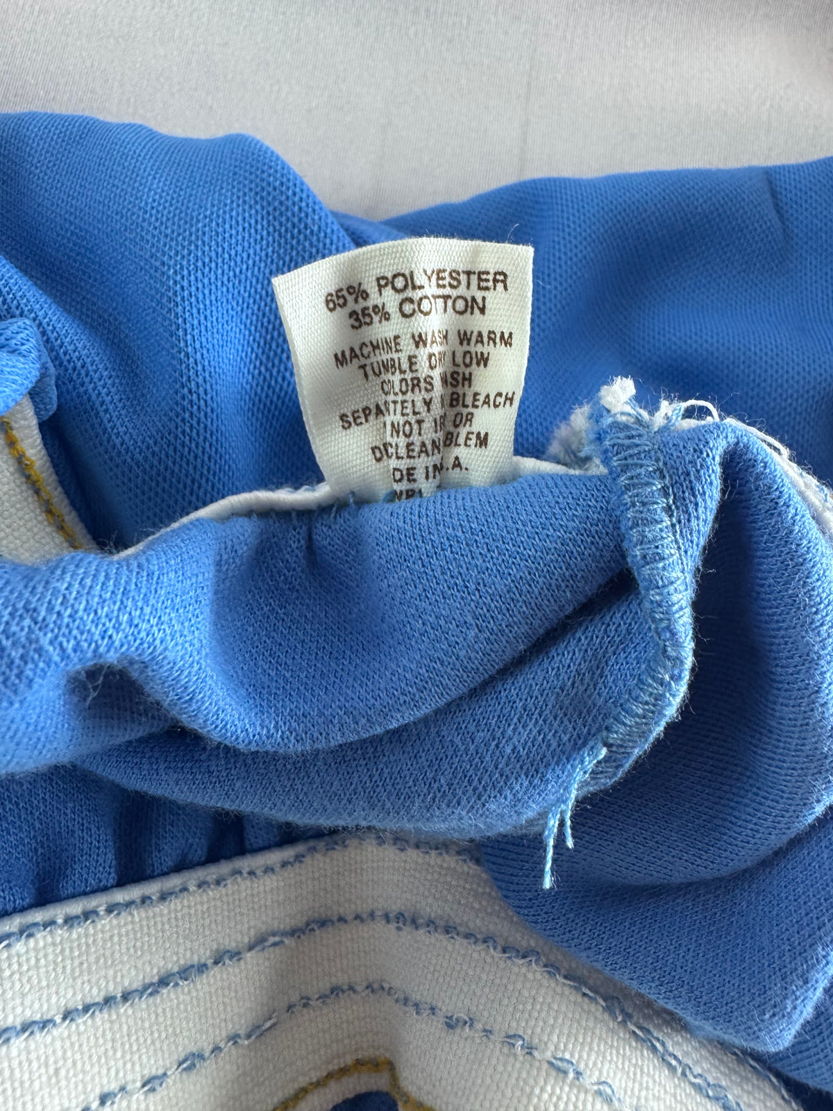 Vintage Russell Athletic XS Gym Shorts Columbia Blue/Gold Deadstock NWOT Gold Tag 70s