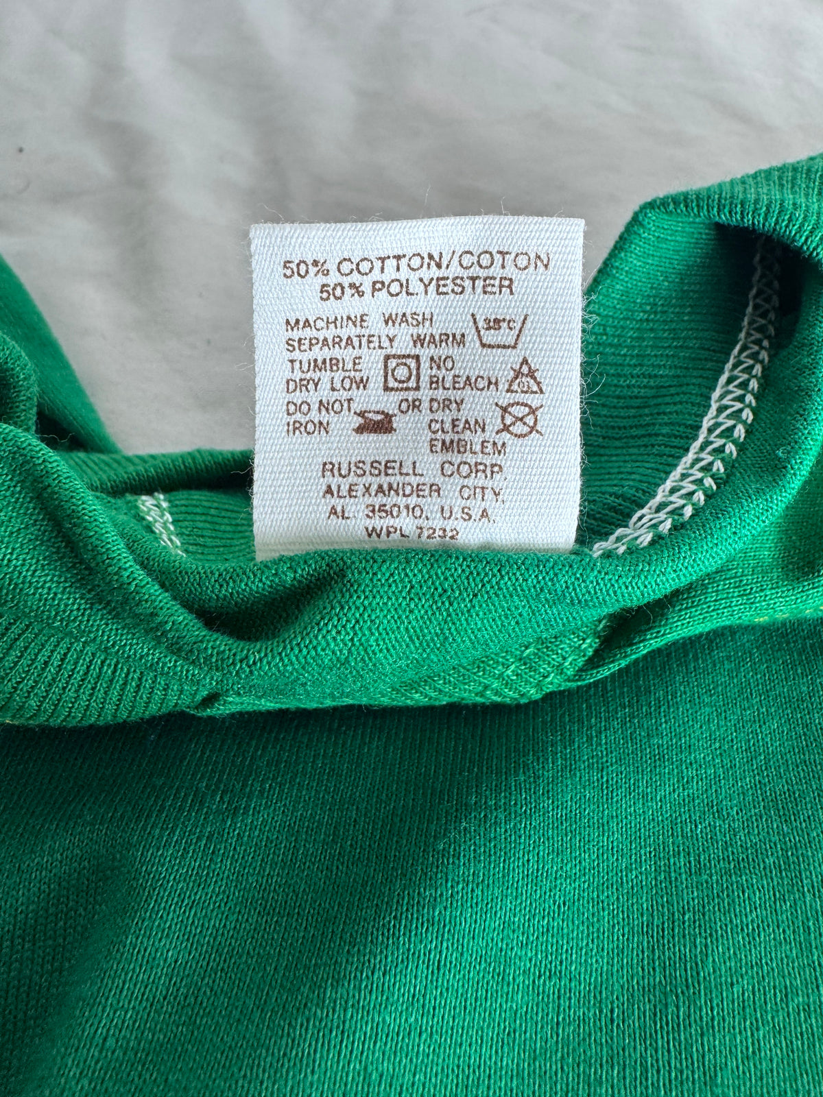 Vintage Russell Athletic XS Gold-Tag Streetwear T‑Shirt Deadstock NWOT Kelley Green White