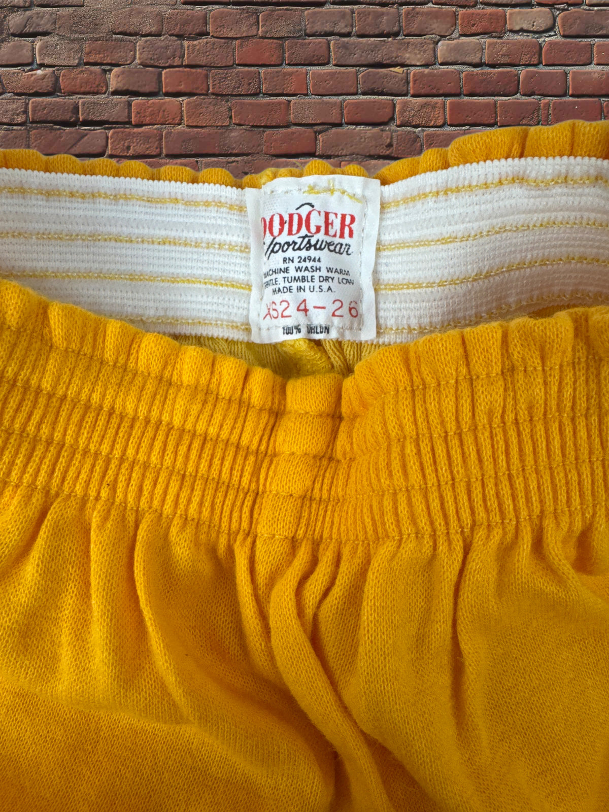 Deadstock Dodger Gym Shorts Gold 100% Orlon Vintage Athletic Shorts Made in USA
