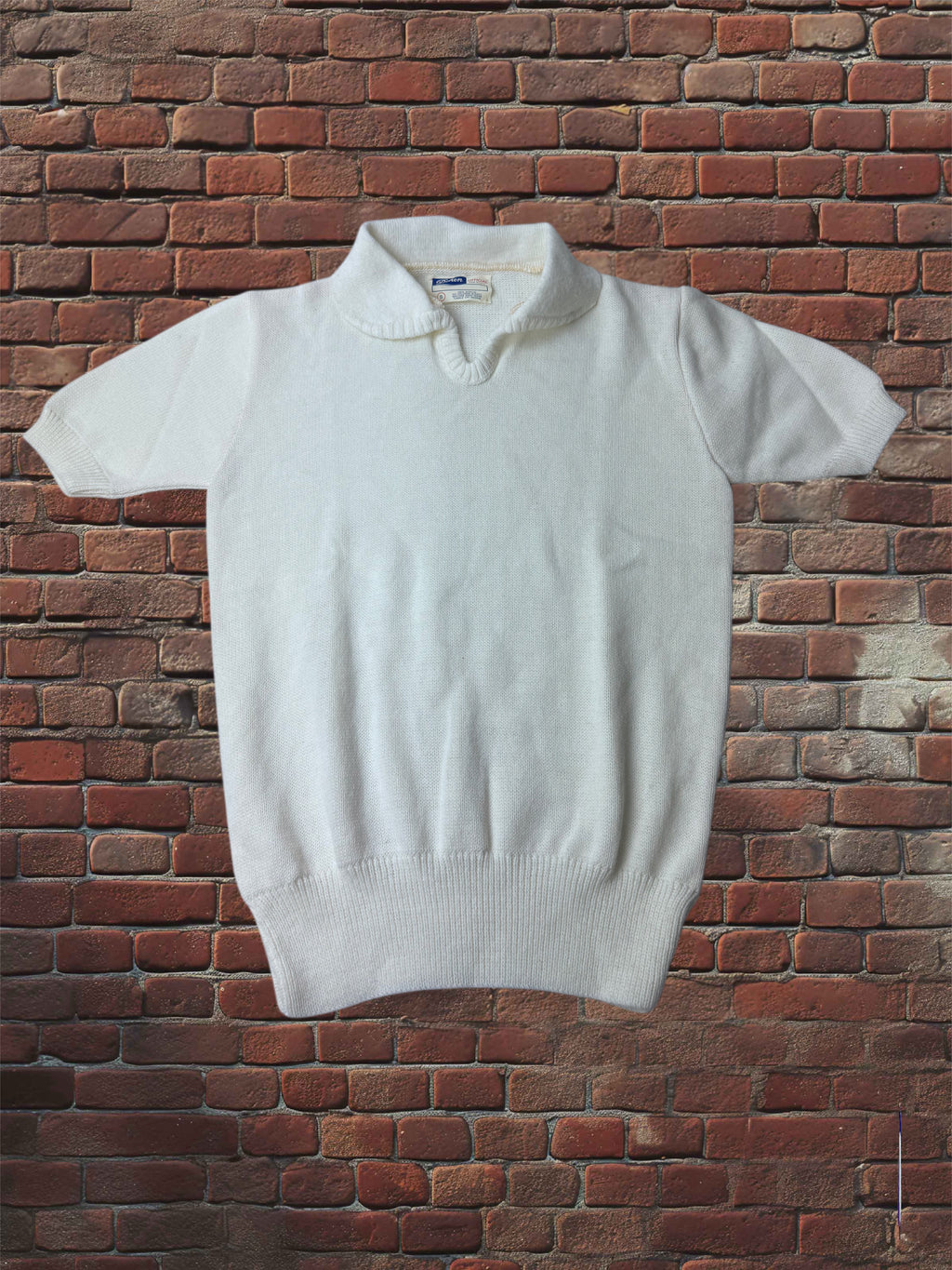 Vintage Dehen White V-Neck Cheer Sweater – Small Deadstock