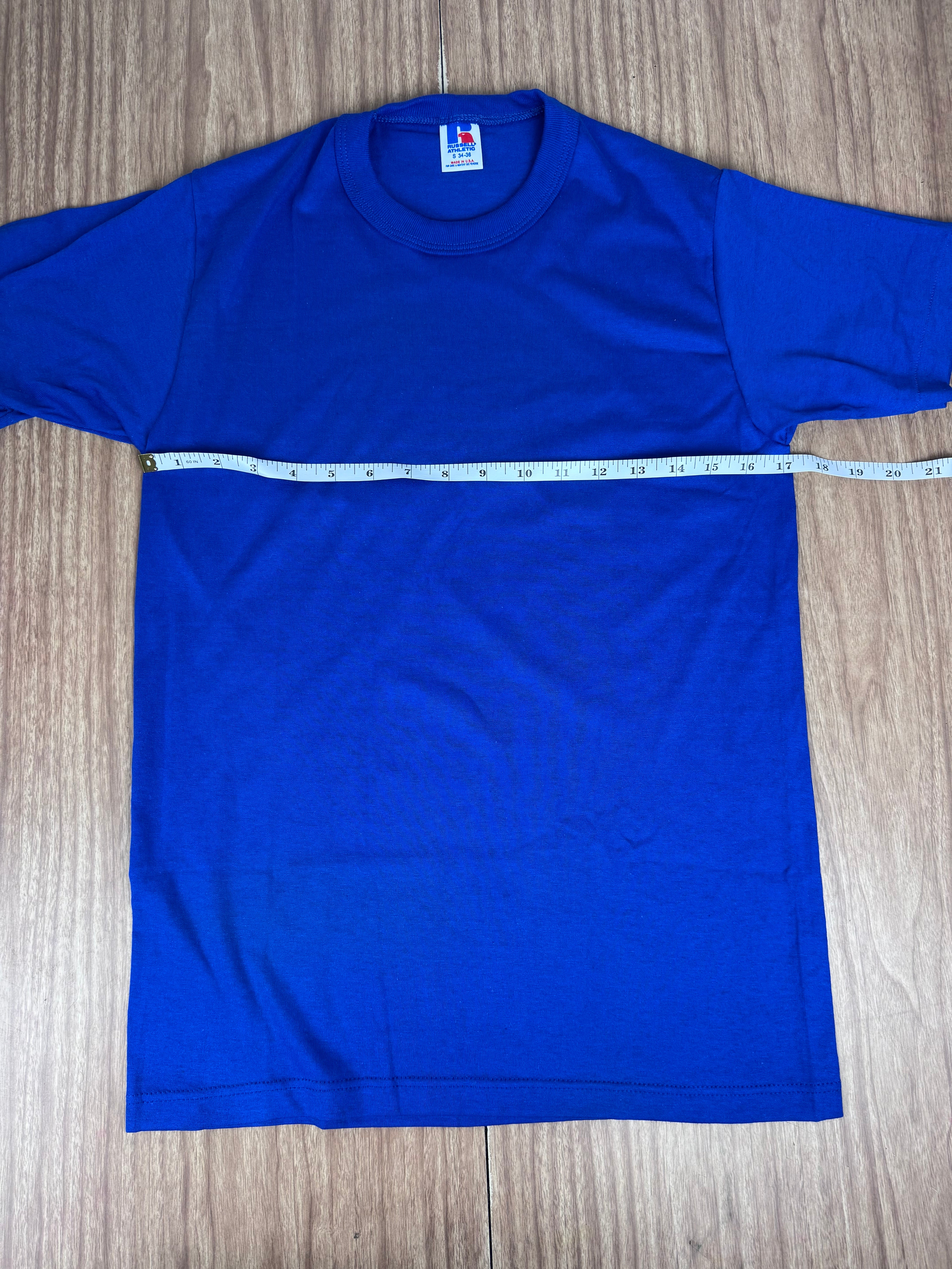 Vintage Russell Athletic Royal Blue T‑Shirt – Made in USA – Size Small – 50/50 Blend