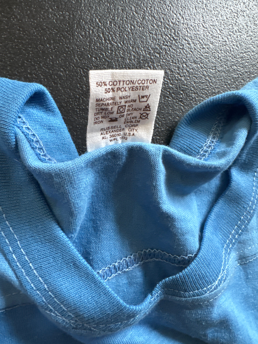 Hybrid Vintage Russell Athletic Gold-Tag Tee-USA Blank + Tru Vintage Volleyball Transfer (Small)