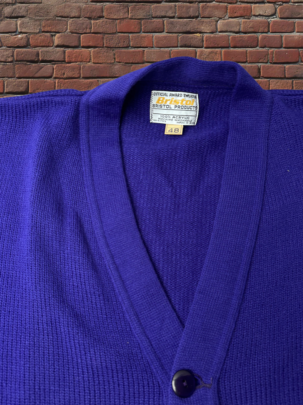Vintage Bristol Products Official Award Sweater — Purple, Size 48, NOS Deadstock