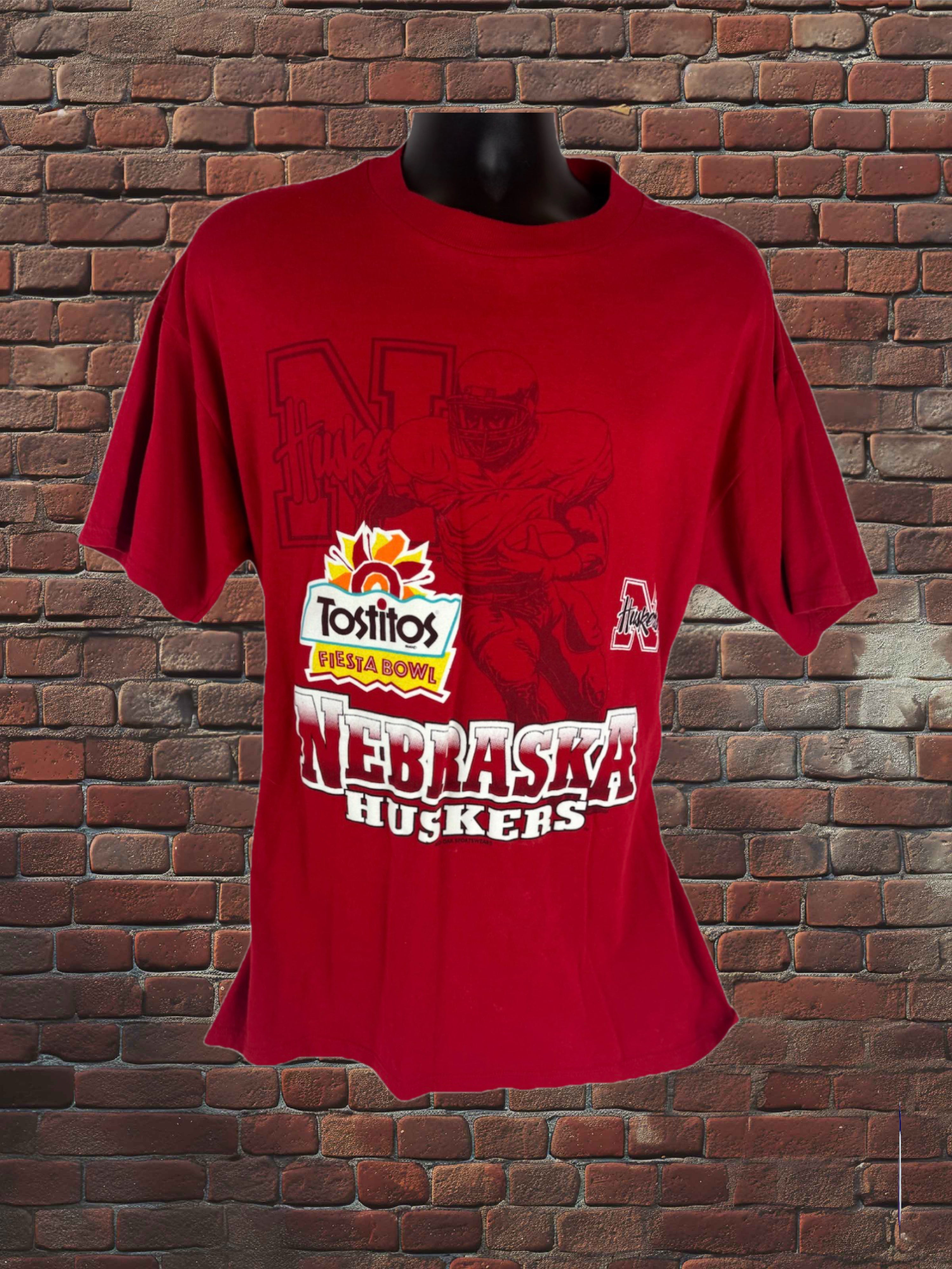 Drop Zero-Huskers Vintage Fan Gear Set — Fiesta Bowl Shirt (L), Red Gym Shorts (XL), Snapback Hat & Socks