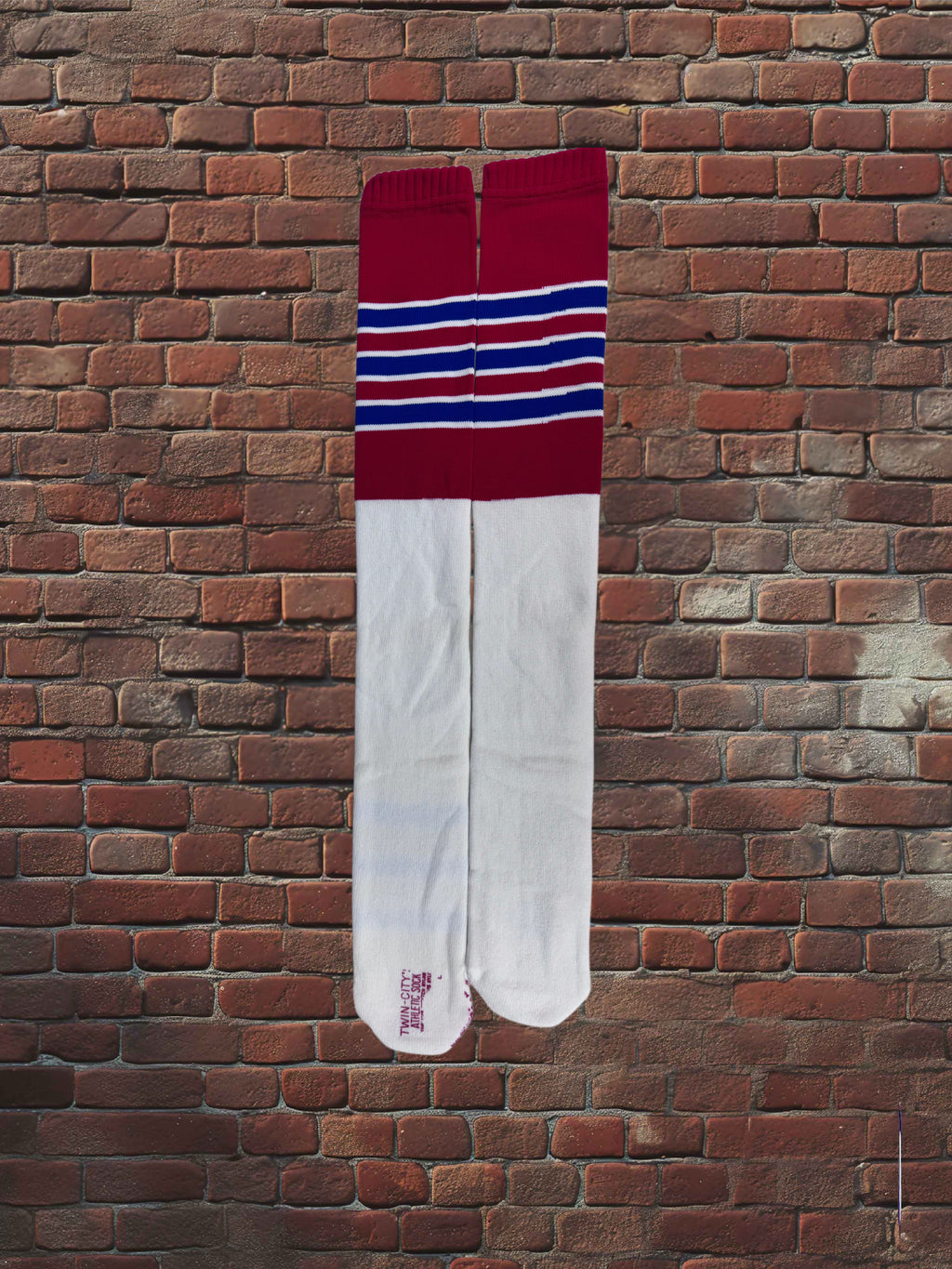 Drop Zero — Outfit 3 (Medium) — Russell Three‑Panel Tee + Gym Shorts + Tube Socks + AJD Hat — Red/White/Blue