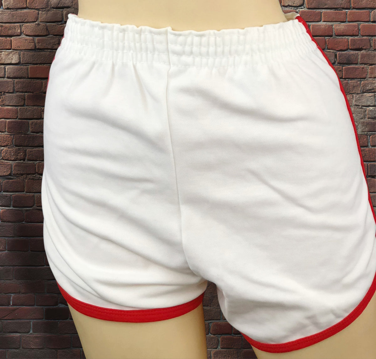Vintage Russell Athletic XS Gym Shorts White/Scarlet Red Deadstock NWOT Gold Tag 70s