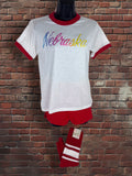 Drop Zero — Outfit 2 (Small) — Russell/Dodger Ringer Set — Red/White/Rainbow