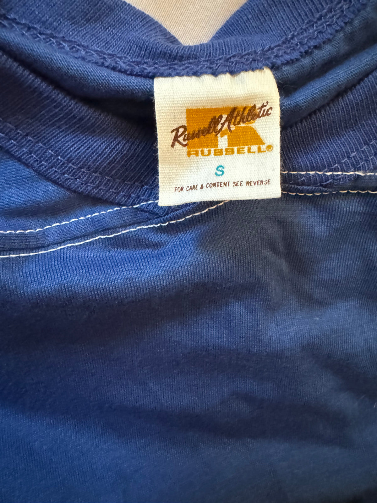 Vintage Russell Athletic Small Gold-Tag Streetwear T‑Shirt Deadstock NWOT Royal Blue-White