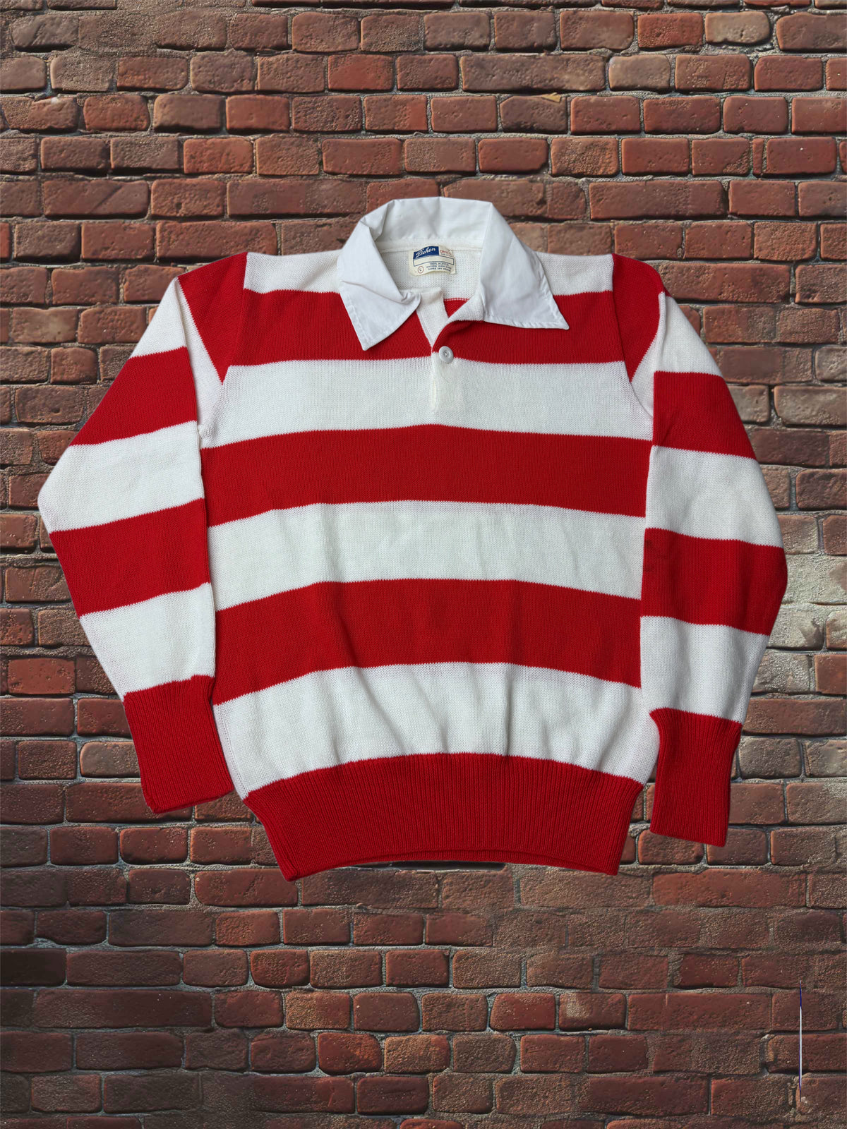 Vintage Dehen Red & White Striped Cheer Sweater – Large