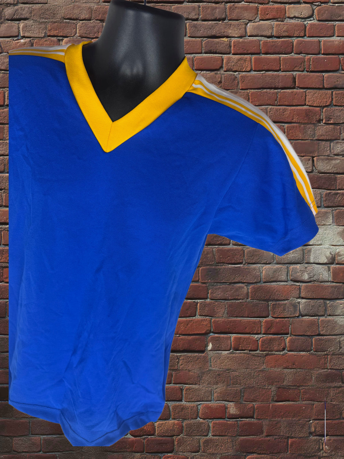 Vintage Russell Athletic 1970s Gold-Tag Nylon Jersey Royal Blue Gold White Deadstock