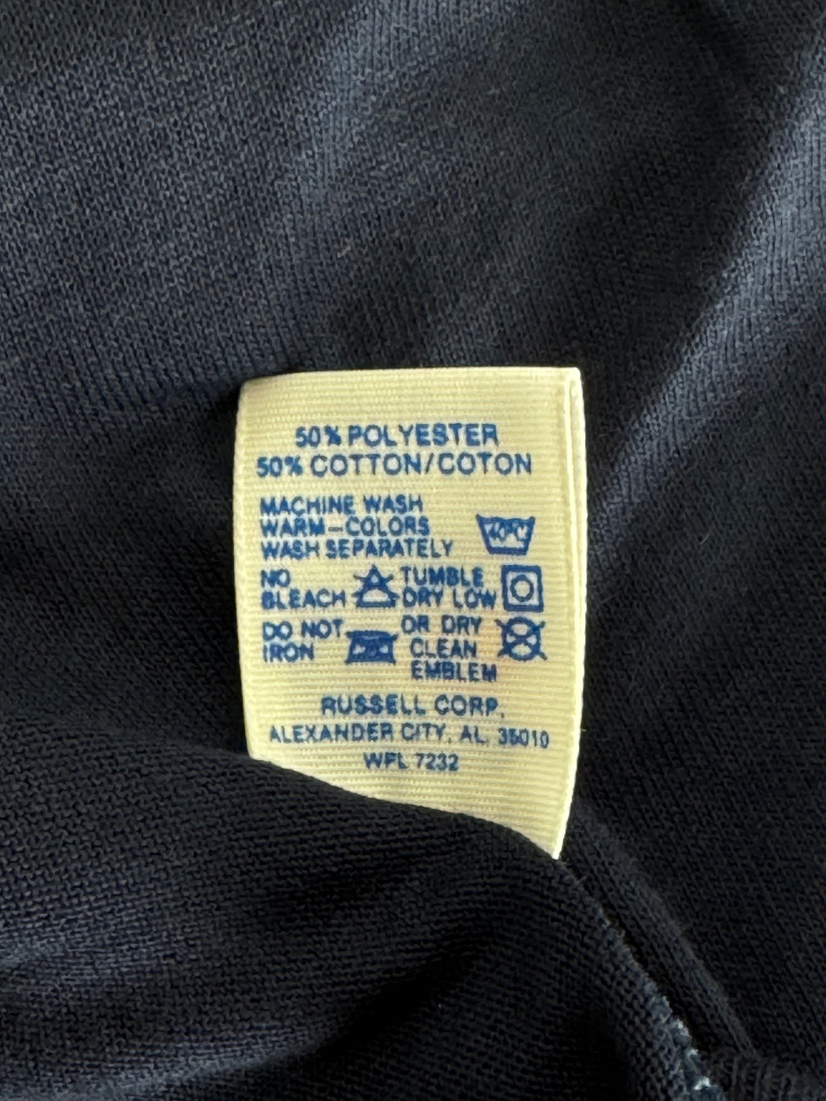 Vintage 1980s Russell Athletic Small Navy Blue T-Shirt – Made in USA – 50/50 Blend
