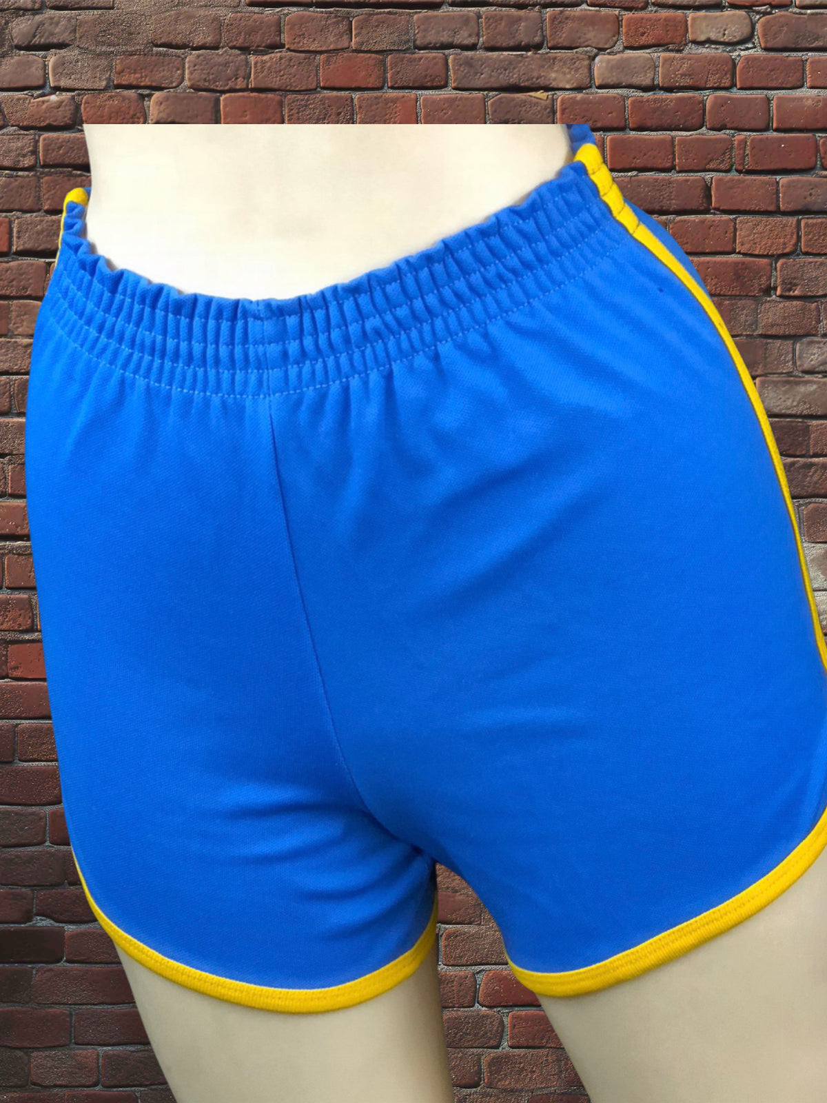 Vintage Russell Athletic XS Gym Shorts Columbia Blue/Gold Deadstock NWOT Gold Tag 70s