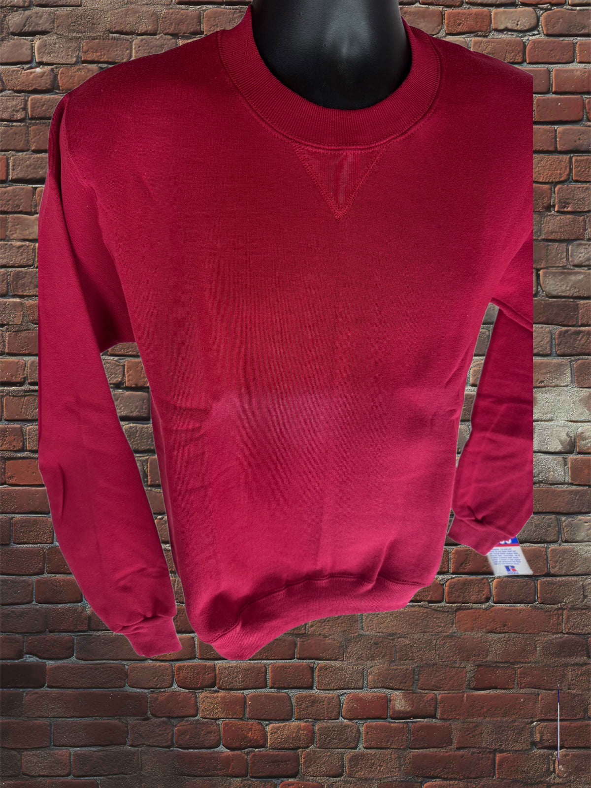 Vintage Deadstock Russell Athletic Cardinal Red Sweatshirt Small Blue-Tag 1980s