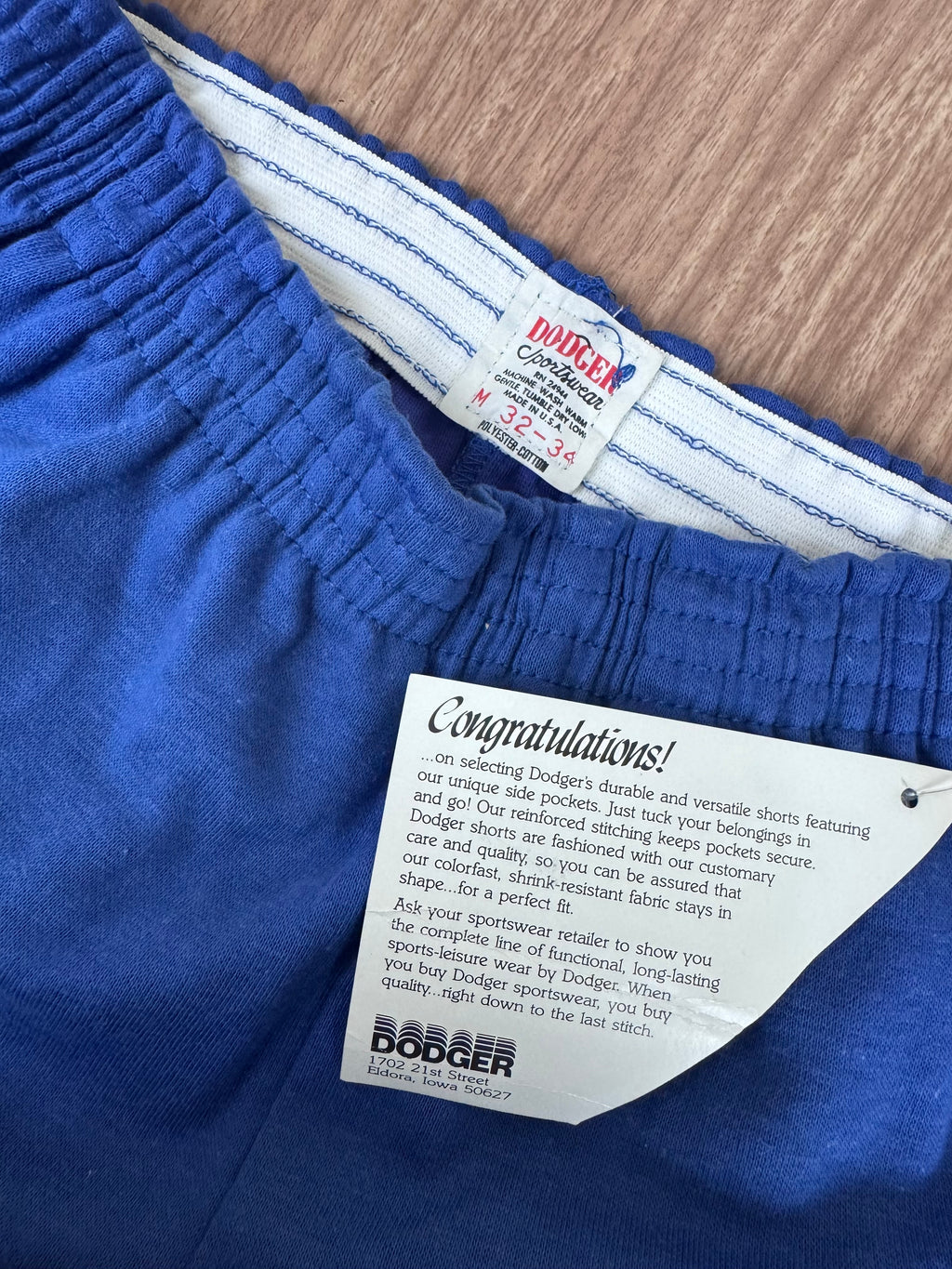 Vintage Dodger “Pockets” Gym Shorts NWT 80s Deadstock Blue (Medium)