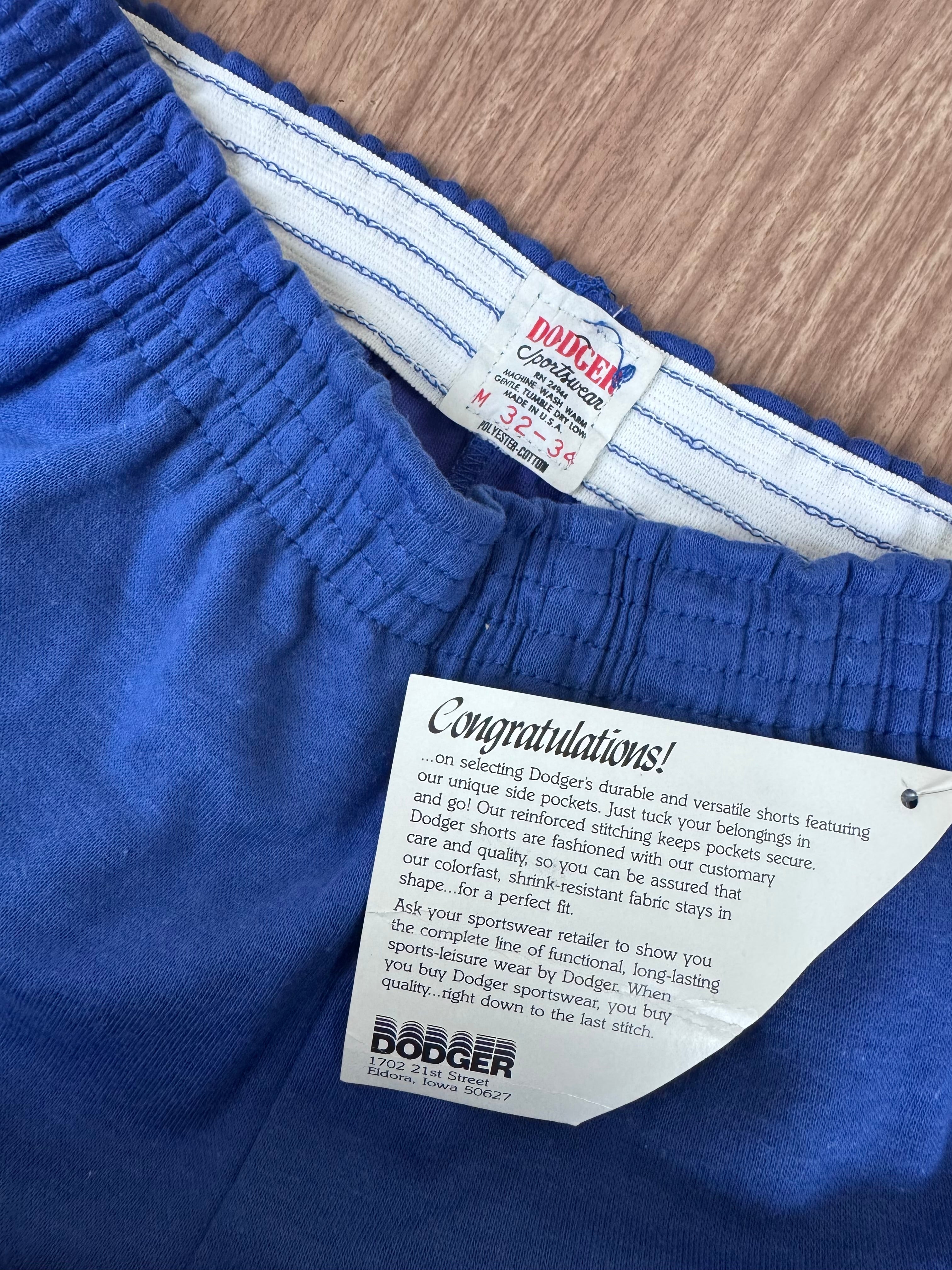 Vintage Dodger “Pockets” Gym Shorts NWT 80s Deadstock Blue (Medium)