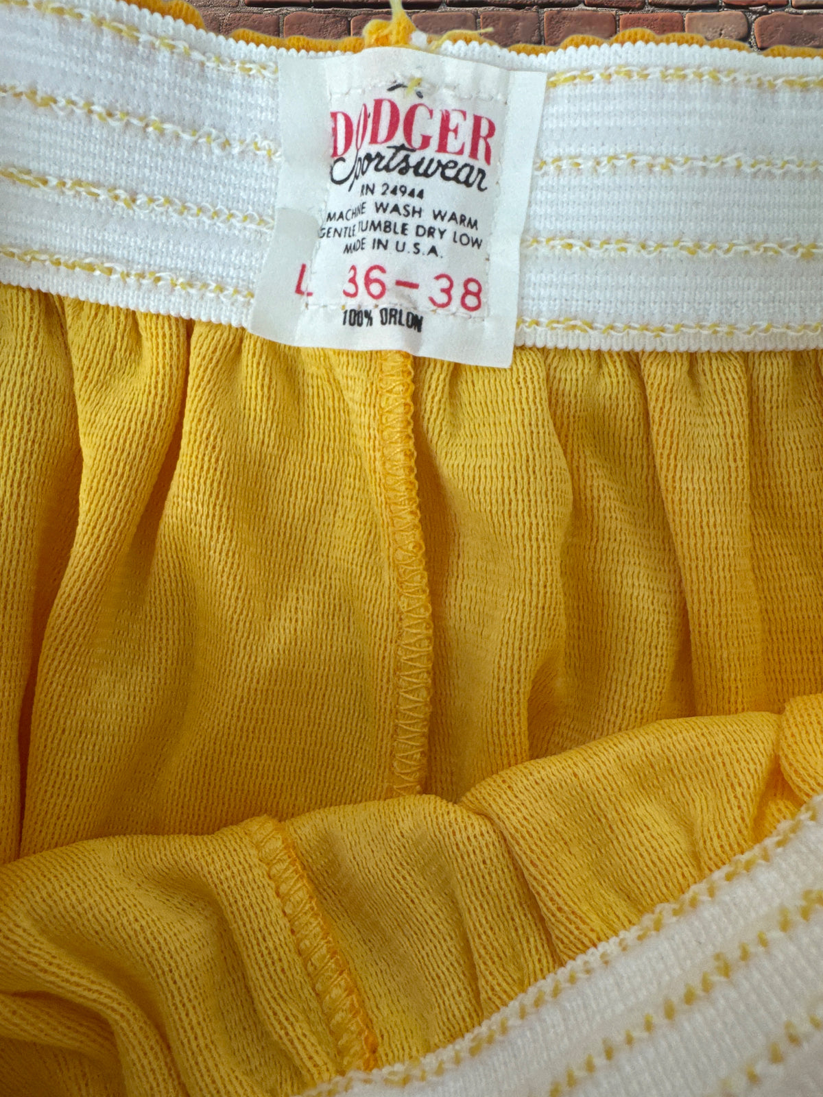 Deadstock Dodger Gym Shorts Gold 100% Orlon Vintage Athletic Shorts Made in USA