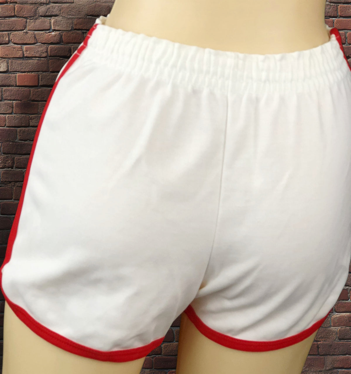 Vintage Russell Athletic XS Gym Shorts White/Scarlet Red Deadstock NWOT Gold Tag 70s