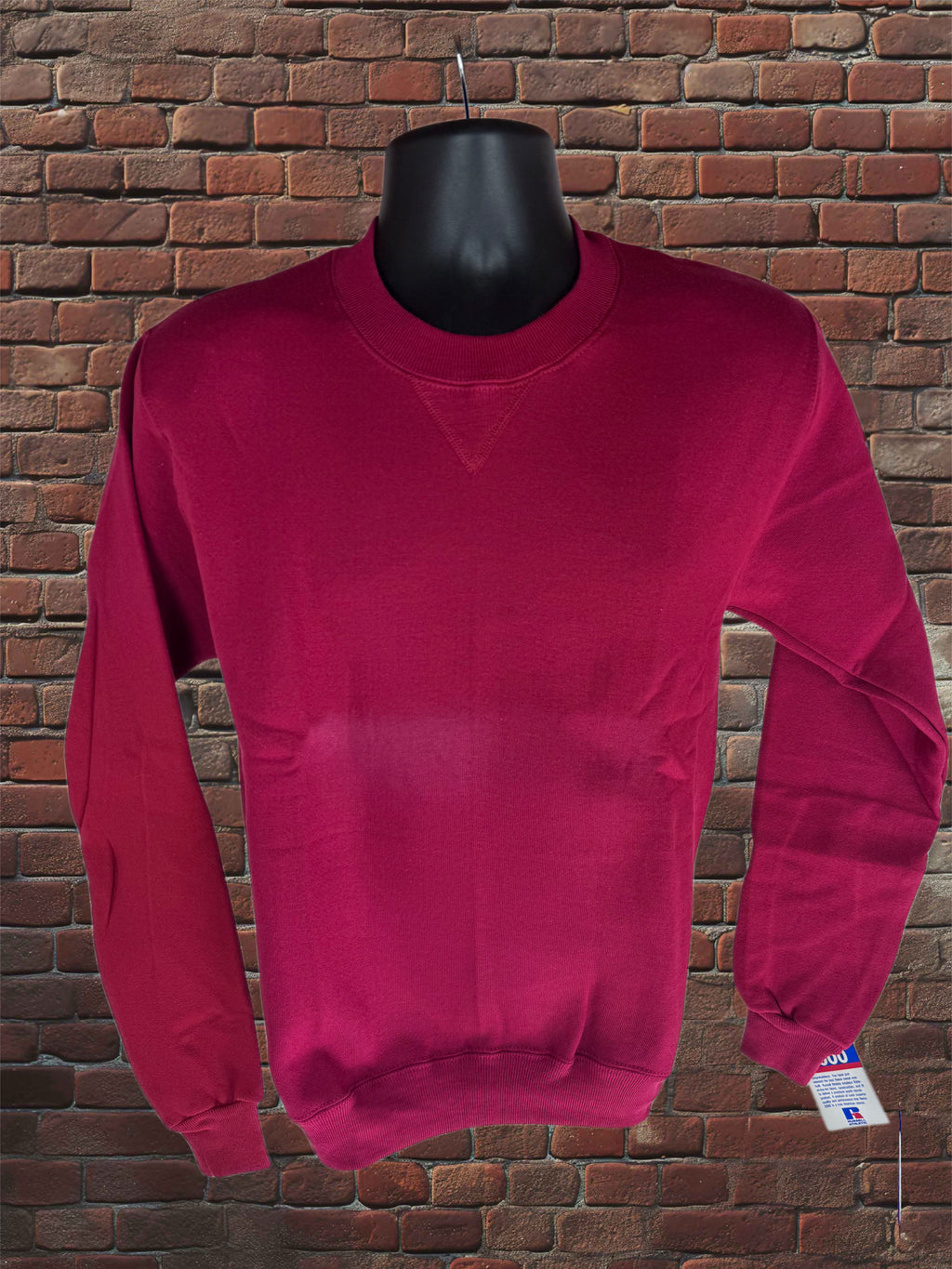 Vintage Deadstock Russell Athletic Cardinal Red Sweatshirt Small Blue-Tag 1980s