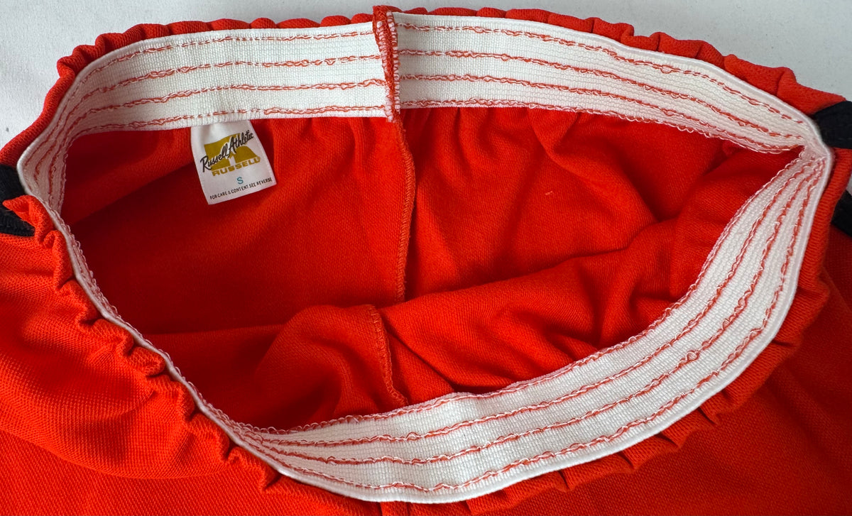 Vintage Russell Athletic Gym Shorts Orange/Black Deadstock NWOT Gold Tag 70s