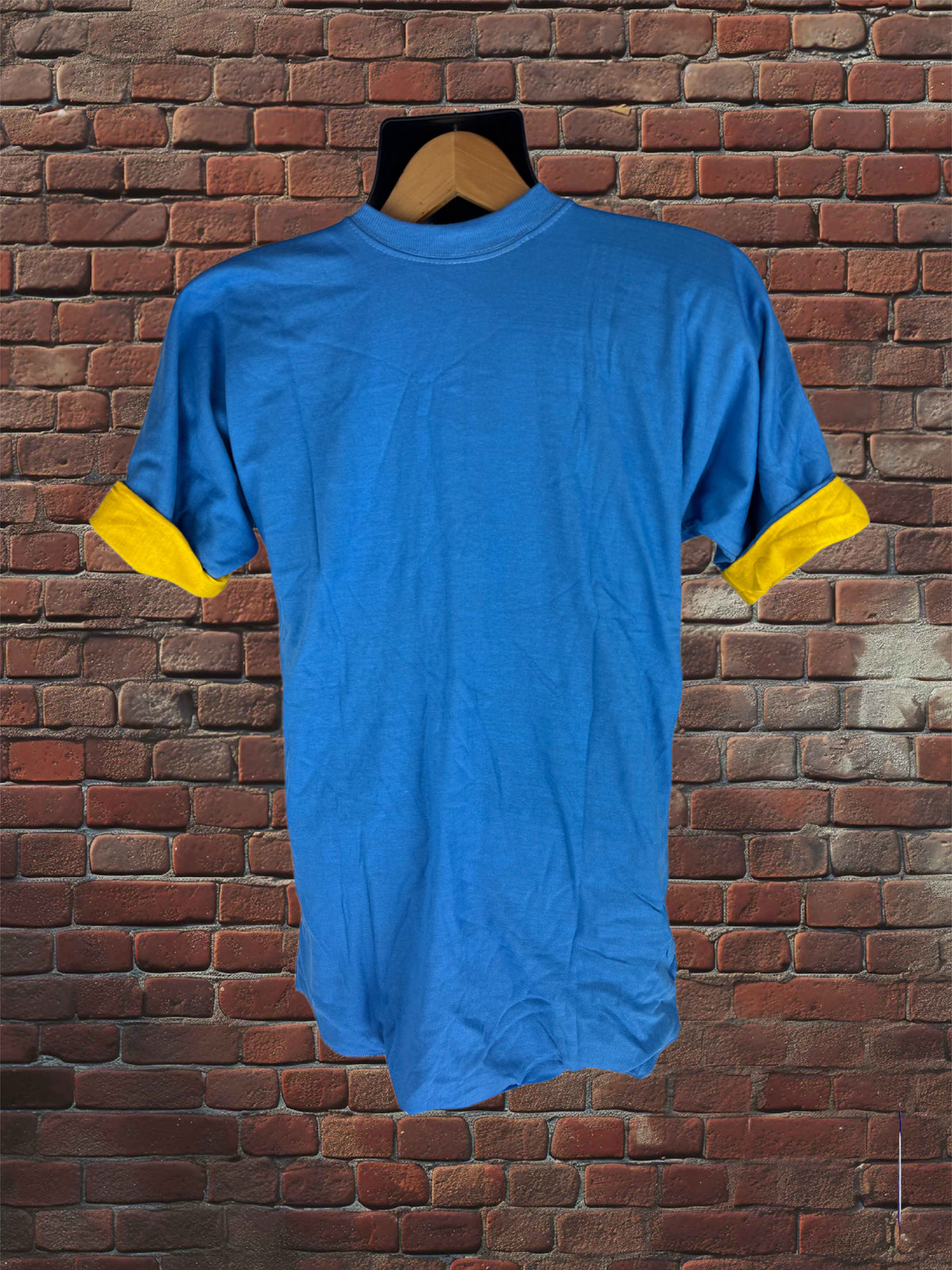 Vintage Russell Athletic Large Gold-Tag Reversible T-Shirt Deadstock Columbia Blue/Gold 70s