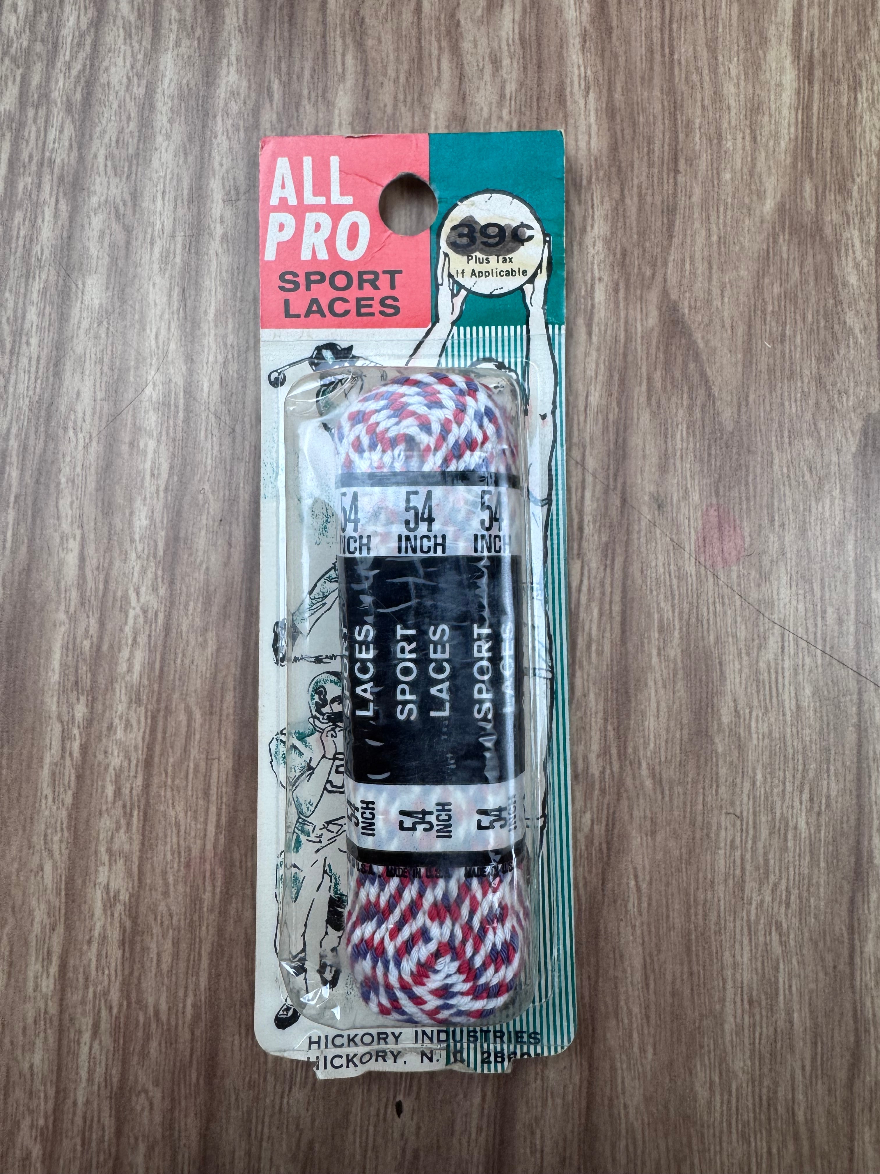 Vintage All Pro Sport Laces NOS Red White Blue USA Hickory Industries