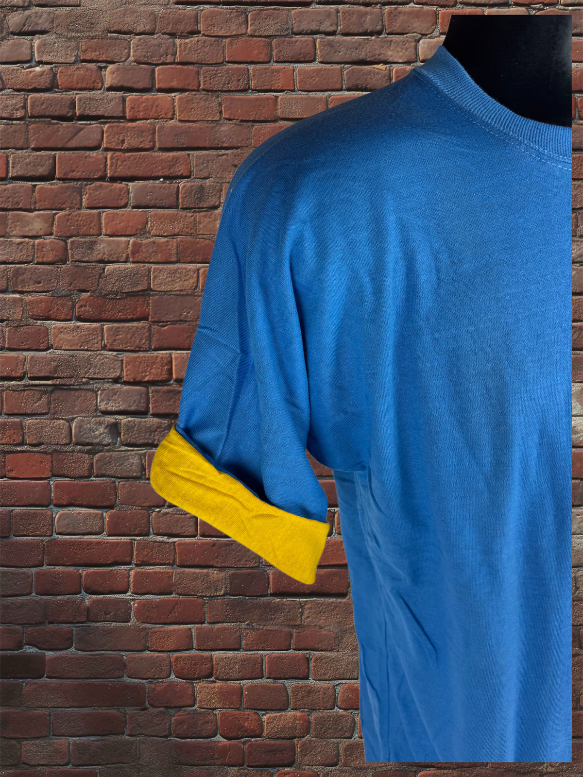 Vintage Russell Athletic Large Gold-Tag Reversible T-Shirt Deadstock Columbia Blue/Gold 70s