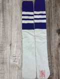 Vintage Twin City's Tube Socks Deadstock Knee High White-Purple Striped Made in USA