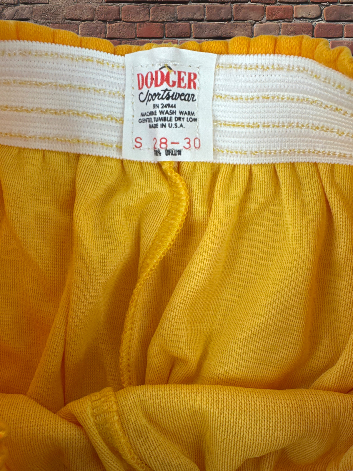 Deadstock Dodger Gym Shorts Gold 100% Orlon Vintage Athletic Shorts Made in USA