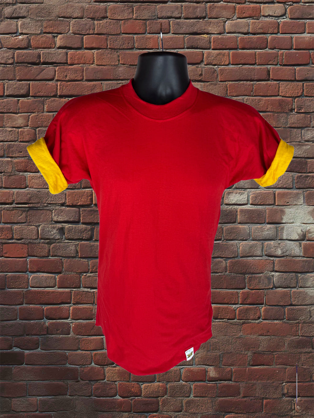 Vintage Russell Athletic Small Gold-Tag Reversible T-Shirt Deadstock Scarlet Red/Gold 70s
