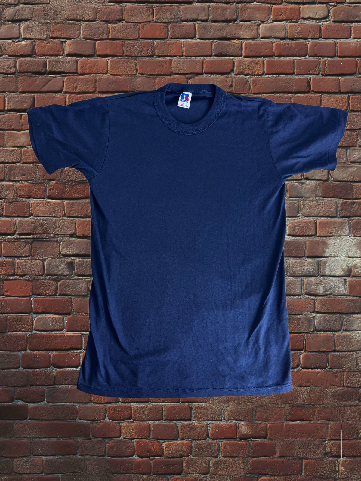 Vintage 1980s Russell Athletic Small Navy Blue T-Shirt – Made in USA – 50/50 Blend
