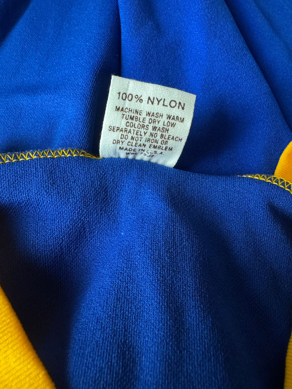 Vintage Russell Athletic 1970s Gold-Tag Nylon Jersey Royal Blue Gold White Deadstock