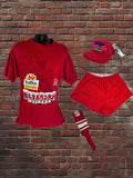 Drop Zero-Huskers Vintage Fan Gear Set — Fiesta Bowl Shirt (L), Red Gym Shorts (XL), Snapback Hat & Socks