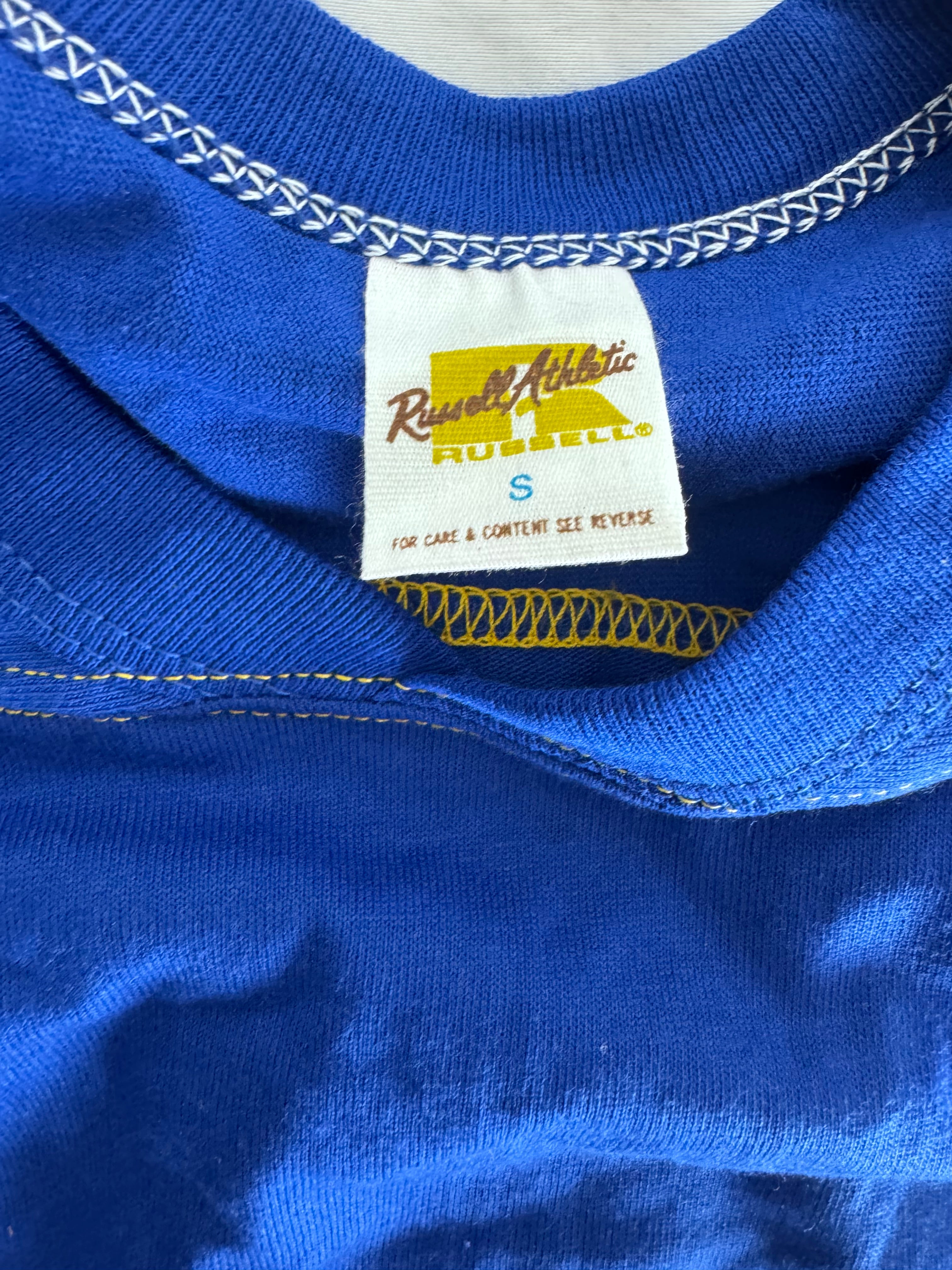 Vintage Russell Athletic Small Gold-Tag Streetwear T‑Shirt Deadstock NWOT Royal Blue-Gold