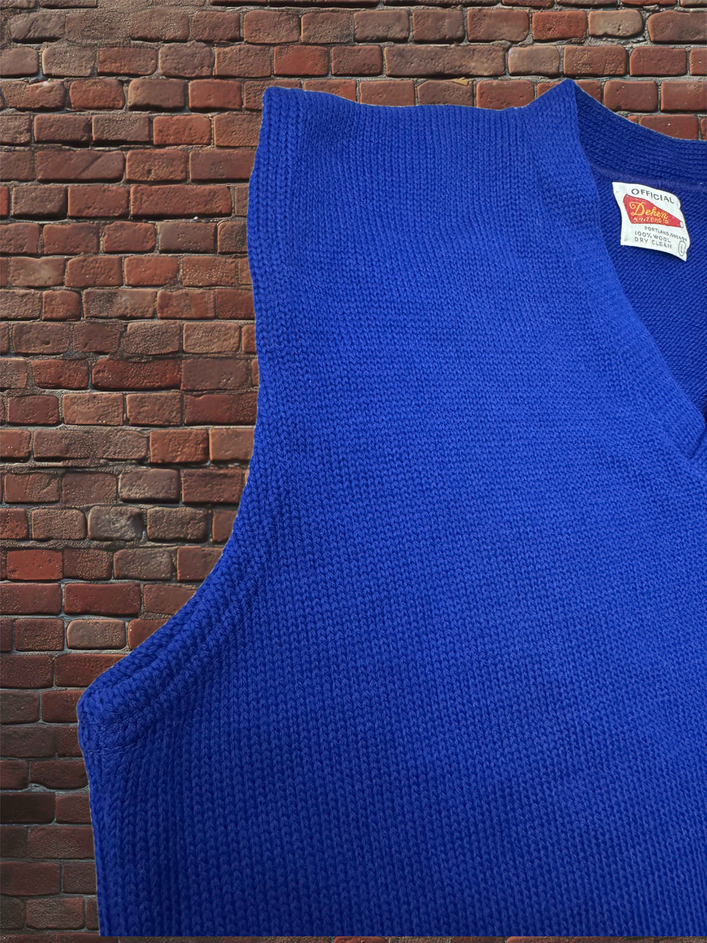 1970s Dehen Royal Blue Wool Sweater Vest – Large Deadstock