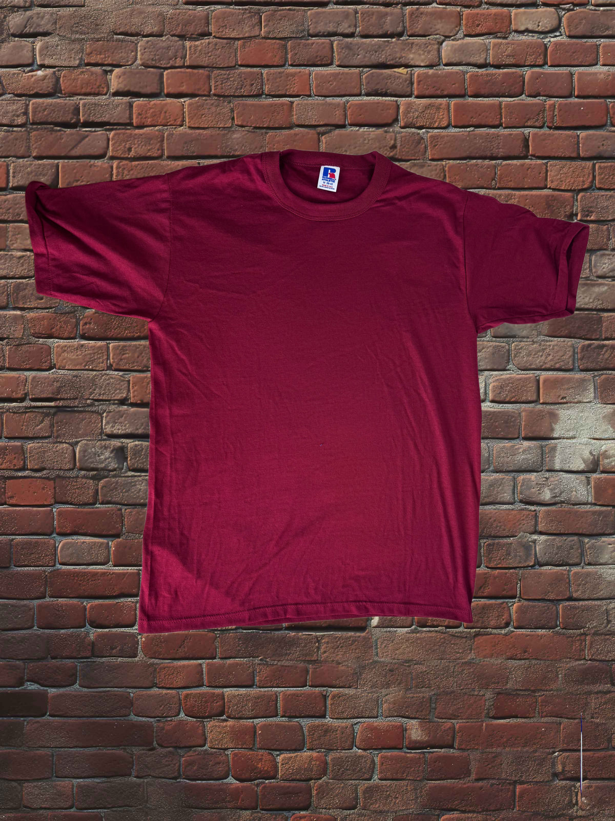 Vintage 1980s Russell Athletic Cardinal Red T-Shirt – Made in USA – 50/50 Blend